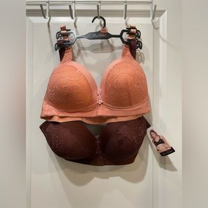 🌊pink and burgundy lace bra set